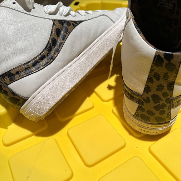 Men’s white coach high tops with cheetah print - Picture 7 of 7